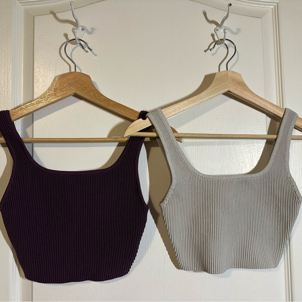 BUNDLE! Babaton Ribbed Knit Tank Tops - Purple and Gray